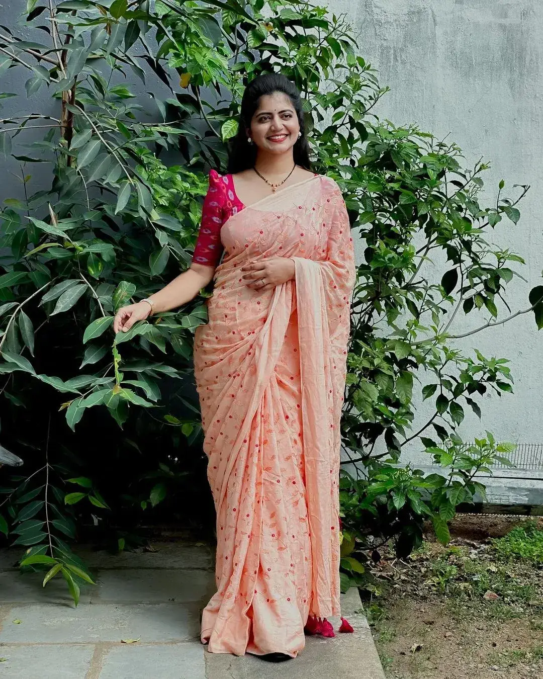 Hyderabad TV Actress Shiva Jyothi in Pink Saree